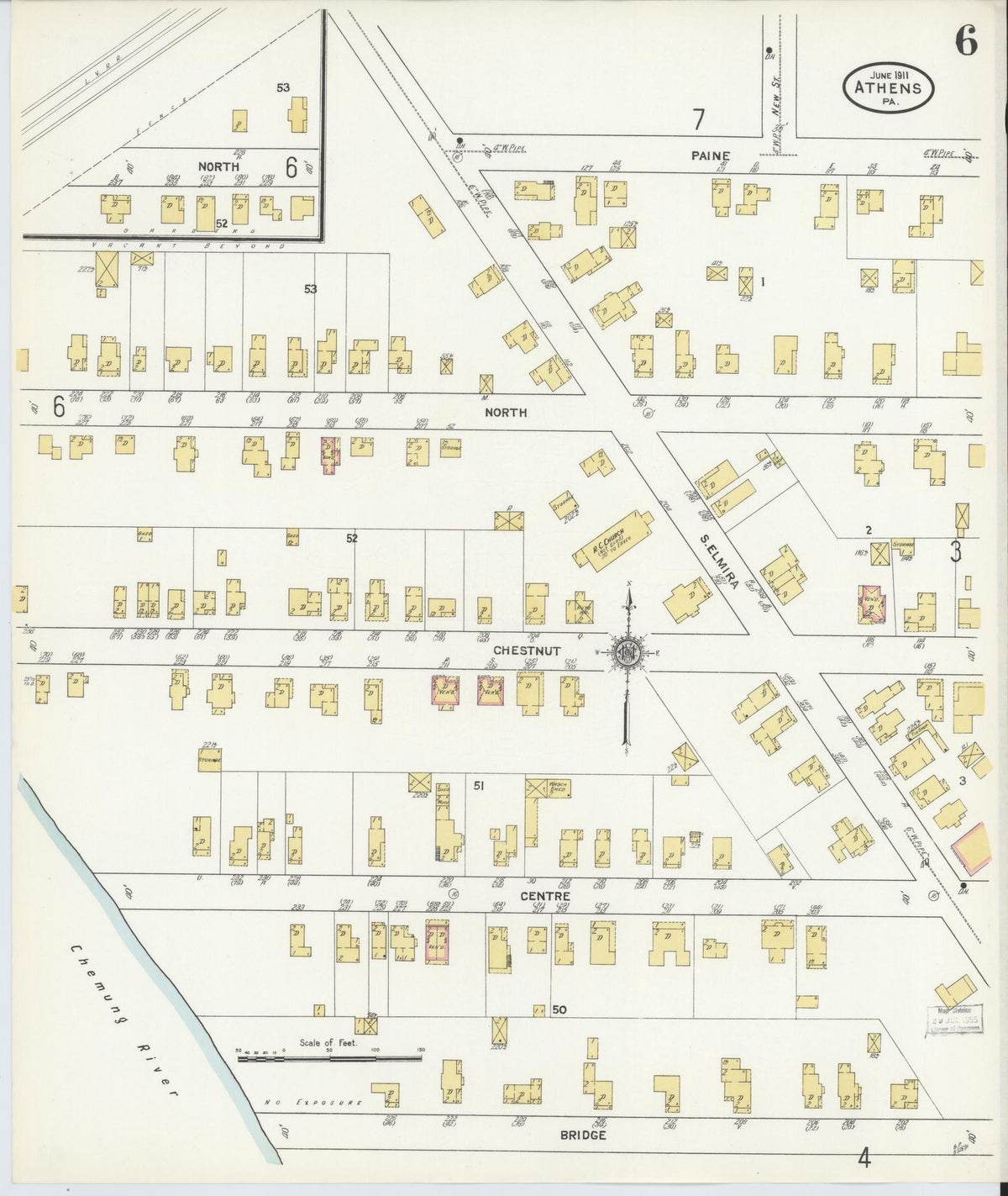 Sanborn Fire Insurance Map from Athens, Bradford County, Pennsylvania (1911), Sheet #0006 - Complete Map Set gallery image, historic Sanborn map, vintage wall art, Pennsylvania Pennsylvania