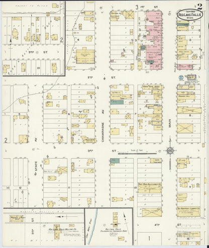 Sanborn Fire Insurance Map from Red Lake Falls, Red Lake County, Minnesota (1909), Sheet #0002 - Complete Map Set gallery image, historic Sanborn map, vintage wall art, Minnesota Minnesota