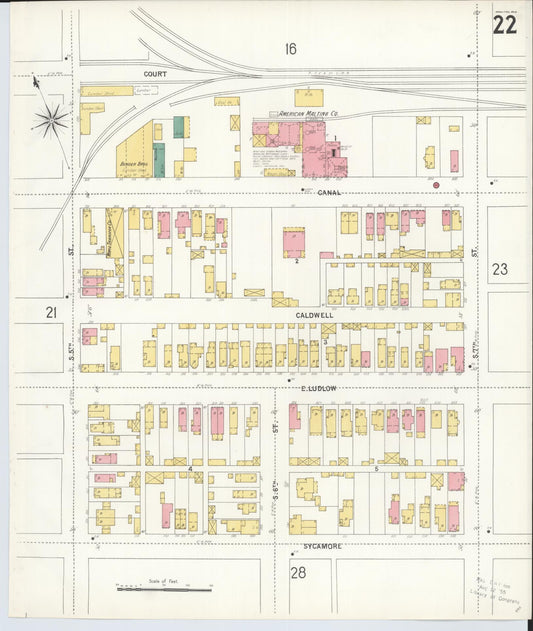 Sanborn Fire Insurance Map from Hamilton, Butler County, Ohio (1899), Sheet #0022 - Historic Sanborn Fire Insurance Map Print, vintage old map wall art, antique decor, genealogy gift, Ohio Ohio map