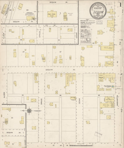 Sanborn Fire Insurance Map from Sequim, Clallam County, Washington (1917), Sheet #0001 - Complete Map Set gallery image, historic Sanborn map, vintage wall art, Washington Washington