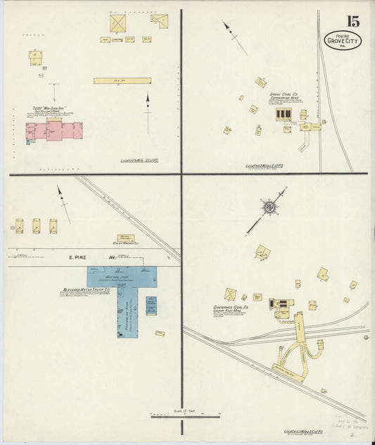 Sanborn Fire Insurance Map from Grove City, Mercer County, Pennsylvania (1912), Sheet #0015 - Historic Sanborn Fire Insurance Map Print, vintage old map wall art, antique decor, genealogy gift, Pennsylvania Pennsylvania map