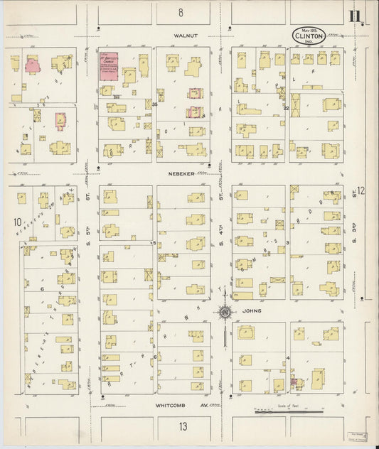 Sanborn Fire Insurance Map from Clinton, Vermillion County, Indiana (1915), Sheet #0011 - Historic Sanborn Fire Insurance Map Print, vintage old map wall art, antique decor, genealogy gift, Indiana Indiana map