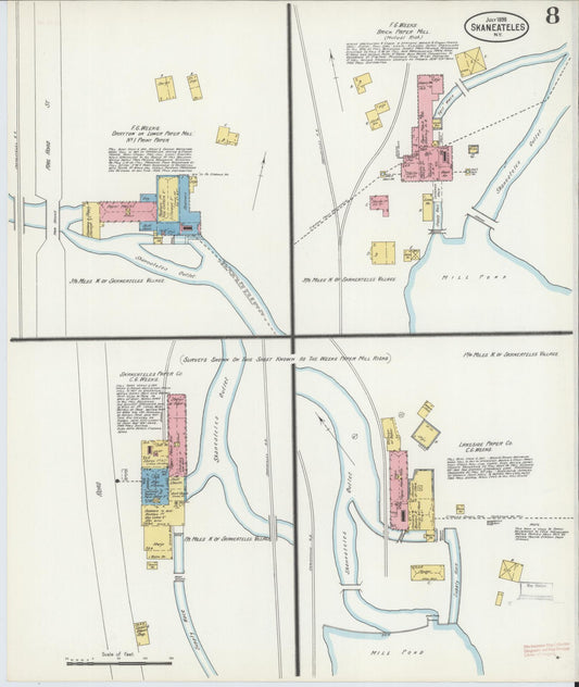 Sanborn Fire Insurance Map from Skaneateles, Onondaga County, New York (1898), Sheet #0008 - Historic Sanborn Fire Insurance Map Print, vintage old map wall art, antique decor, genealogy gift, New York New York map