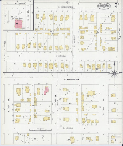 Sanborn Fire Insurance Map from Hoopeston, Vermilion County, Illinois (1906), Sheet #0007 - Historic Sanborn Fire Insurance Map Print, vintage old map wall art, antique decor, genealogy gift, Illinois Illinois map