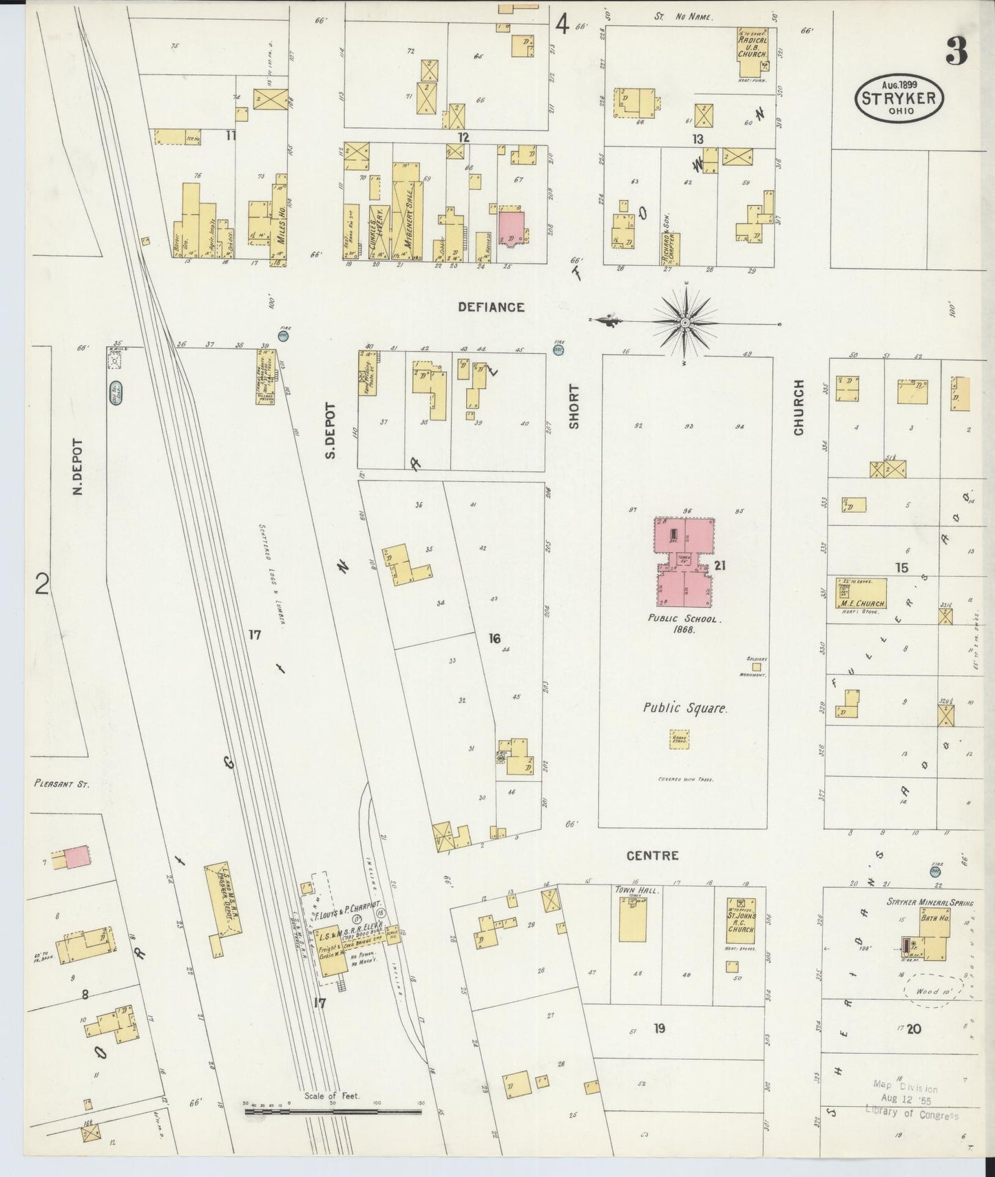 Sanborn Fire Insurance Map from Stryker, Williams County, Ohio (1899), Sheet #0003 - Historic Sanborn Fire Insurance Map Print, vintage old map wall art, antique decor, genealogy gift, Ohio Ohio map