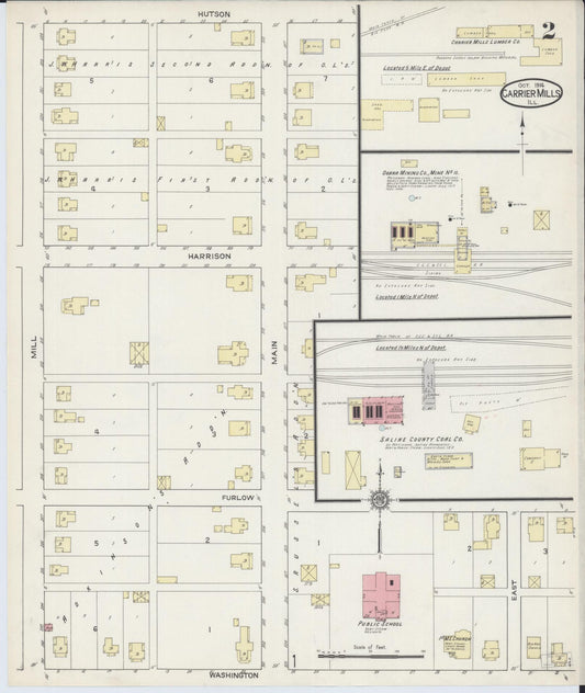 Sanborn Fire Insurance Map from Carrier Mills, Saline County, Illinois (1914), Sheet #0002 - Historic Sanborn Fire Insurance Map Print, vintage old map wall art, antique decor, genealogy gift, Illinois Illinois map