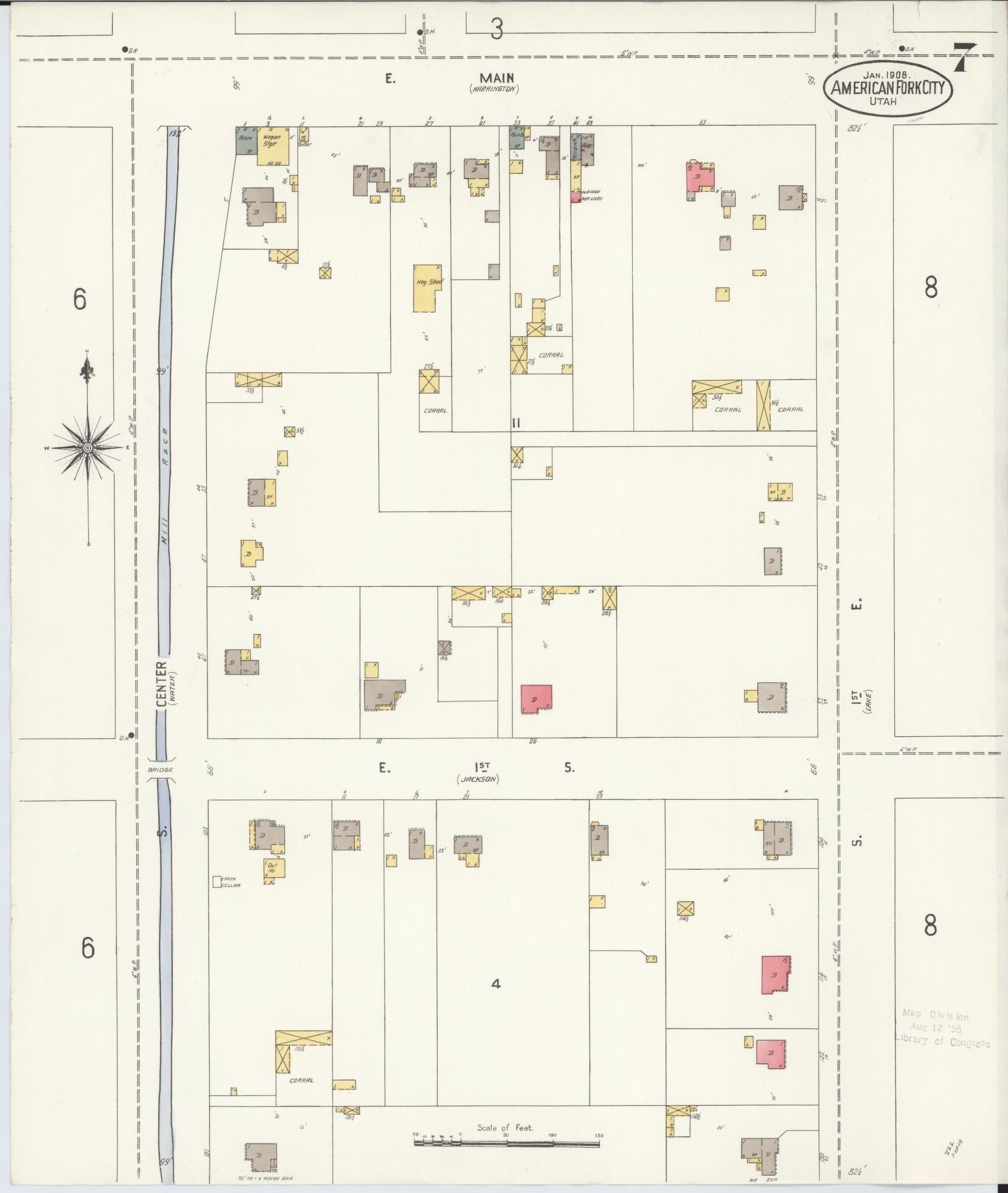 Sanborn Fire Insurance Map from American Fork, Utah County, Utah (1908), Sheet #0007 - Complete Map Set gallery image, historic Sanborn map, vintage wall art, American Fork Utah