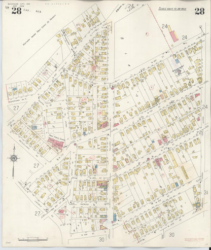 Sanborn Fire Insurance Map from Michigan City, La Porte County, Indiana (1948), Sheet #0028 - Historic Sanborn Fire Insurance Map Print, vintage old map wall art, antique decor, genealogy gift, Michigan Michigan map