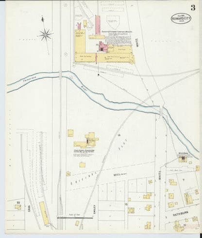 Sanborn Fire Insurance Map from Howard City, Montcalm County, Michigan (1899), Sheet #0003 - Complete Map Set gallery image, historic Sanborn map, vintage wall art, Michigan Michigan