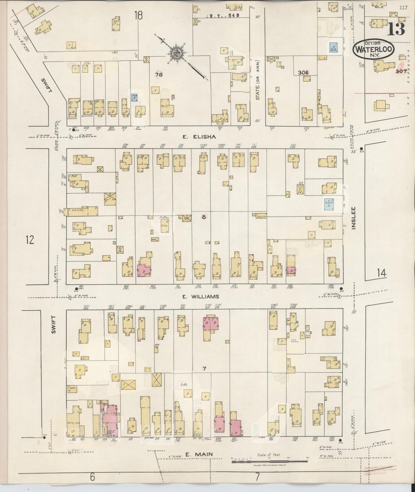 Sanborn Fire Insurance Map from Waterloo, Seneca County, New York (1948), Sheet #0013 - Complete Map Set gallery image, historic Sanborn map, vintage wall art, New York New York