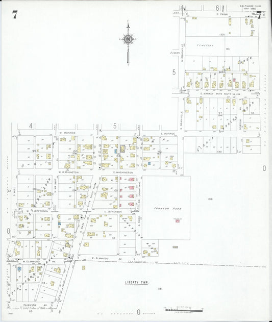Sanborn Fire Insurance Map from Baltimore, Fairfield County, Ohio (1946), Sheet #0007 - Historic Sanborn Fire Insurance Map Print, vintage old map wall art, antique decor, genealogy gift, Ohio Ohio map