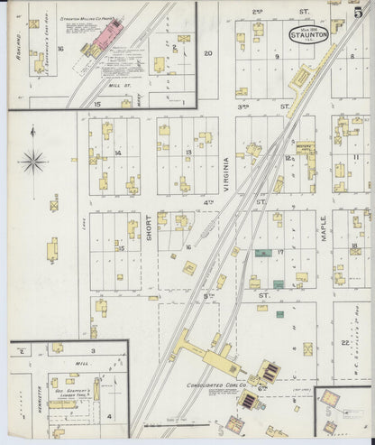 Sanborn Fire Insurance Map from Staunton, Macoupin County, Illinois (1894), Sheet #0005 - Historic Sanborn Fire Insurance Map Print, vintage old map wall art, antique decor, genealogy gift, Illinois Illinois map