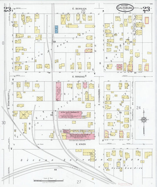 Sanborn Fire Insurance Map from Galesburg, Knox County, Illinois (1927), Sheet #0023 - Historic Sanborn Fire Insurance Map Print, vintage old map wall art, antique decor, genealogy gift, Illinois Illinois map