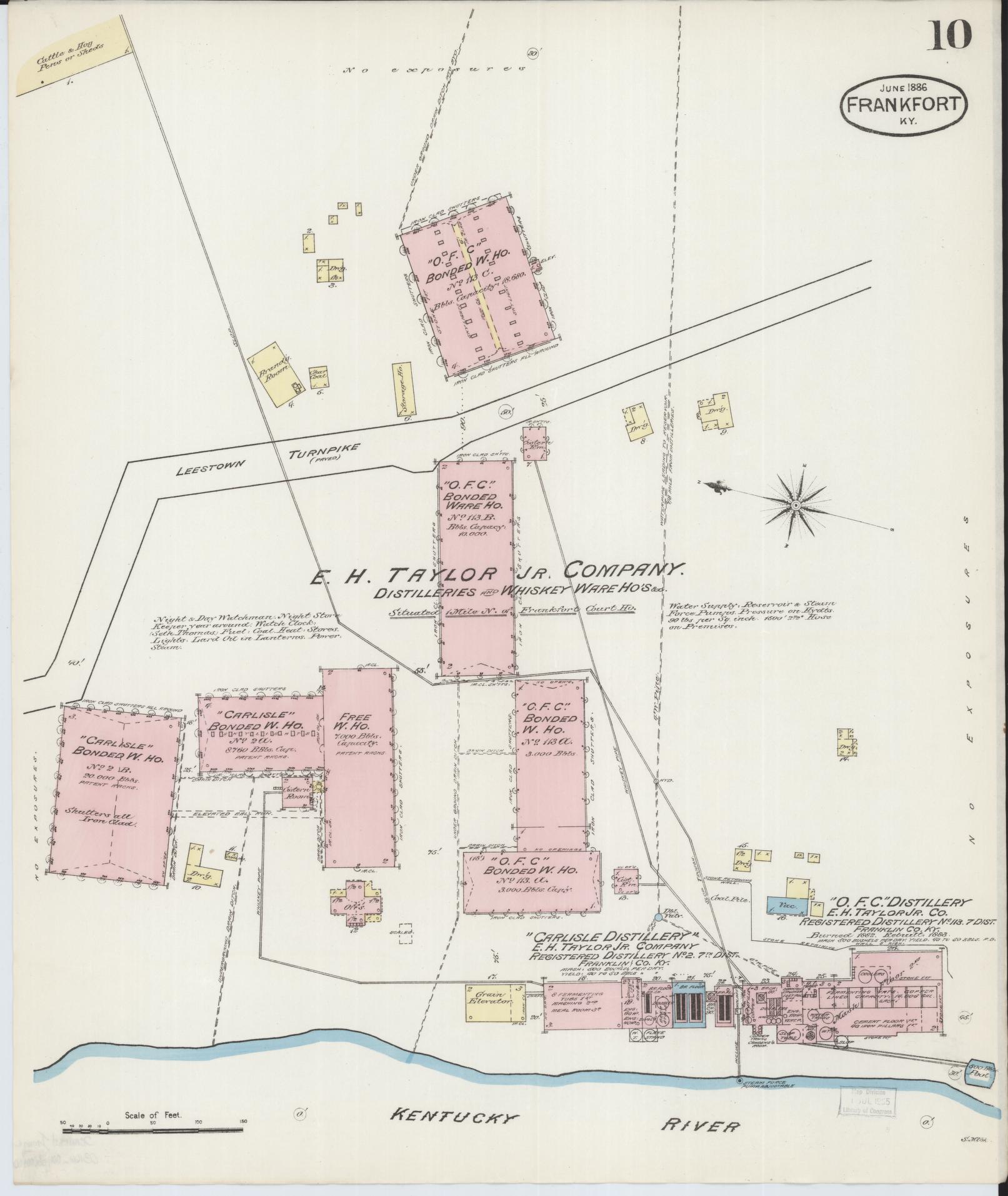 Sanborn Fire Insurance Map from Frankfort, Franklin County, Kentucky (1886), Sheet #0010 - Historic Sanborn Fire Insurance Map Print, vintage old map wall art, antique decor, genealogy gift, Kentucky Kentucky map