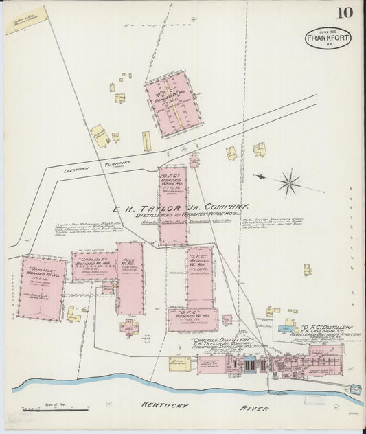 Sanborn Fire Insurance Map from Frankfort, Franklin County, Kentucky (1886), Sheet #0010 - Historic Sanborn Fire Insurance Map Print, vintage old map wall art, antique decor, genealogy gift, Kentucky Kentucky map