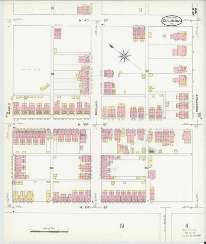 Sanborn Fire Insurance Map from Columbia, Lancaster County, Pennsylvania (1909), Sheet #0003 - Complete Map Set gallery image, historic Sanborn map, vintage wall art, Pennsylvania Pennsylvania