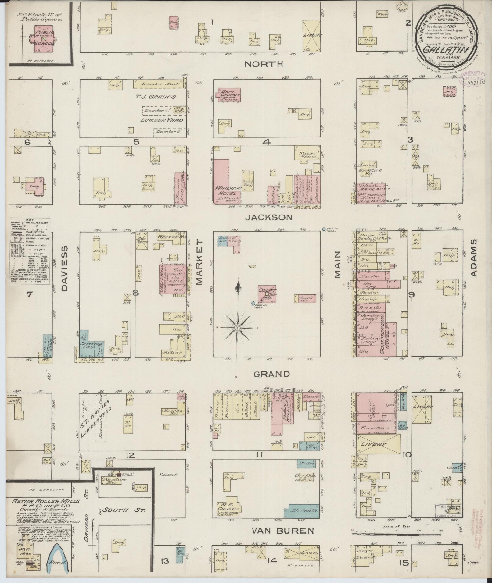 Sanborn Fire Insurance Map from Gallatin, Daviess County, Missouri (1886), Sheet #0001 - Historic Sanborn Fire Insurance Map Print, vintage old map wall art, antique decor, genealogy gift, Missouri Missouri map