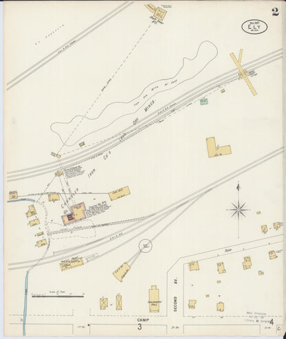 Sanborn Fire Insurance Map from Ely, Saint Louis County, Minnesota (1897), Sheet #0002 - Historic Sanborn Fire Insurance Map Print, vintage old map wall art, antique decor, genealogy gift, Minnesota Minnesota map