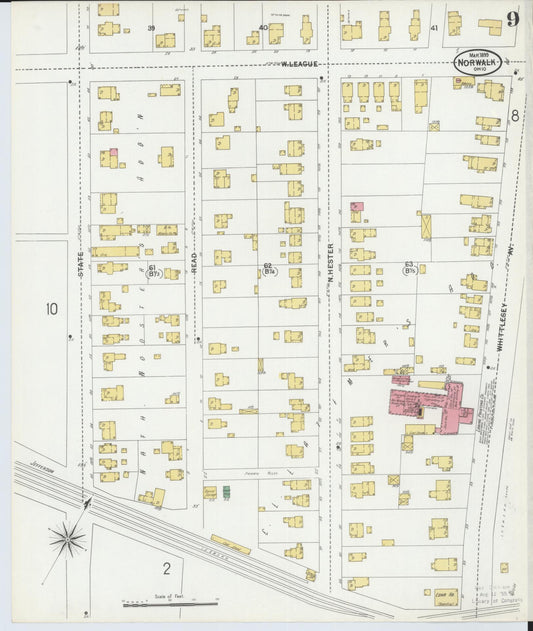 Sanborn Fire Insurance Map from Norwalk, Huron County, Ohio (1899), Sheet #0009 - Historic Sanborn Fire Insurance Map Print, vintage old map wall art, antique decor, genealogy gift, Ohio Ohio map