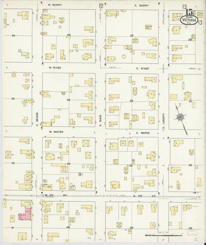 Sanborn Fire Insurance Map from Victoria, Victoria County, Texas (1912), Sheet #0015 - Historic Sanborn Fire Insurance Map Print, vintage old map wall art, antique decor, genealogy gift, Texas Texas map