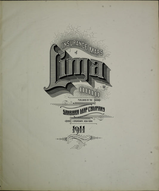 Sanborn Fire Insurance Map from Lima, Allen County, Ohio (1911), Sheet #0001 - Historic Sanborn Fire Insurance Map Print, vintage old map wall art, antique decor, genealogy gift, Ohio Ohio map