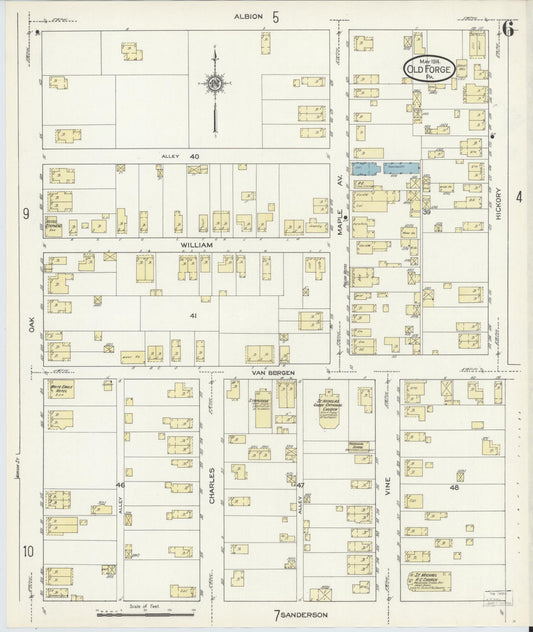 Sanborn Fire Insurance Map from Old Forge, Lackawanna County, Pennsylvania (1914), Sheet #0006 - Historic Sanborn Fire Insurance Map Print, vintage old map wall art, antique decor, genealogy gift, Pennsylvania Pennsylvania map
