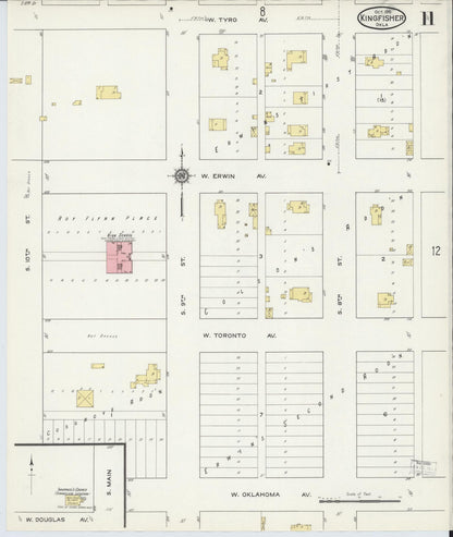 Sanborn Fire Insurance Map from Kingfisher, Kingfisher County, Oklahoma (1915), Sheet #0011 - Complete Map Set gallery image, historic Sanborn map, vintage wall art, Oklahoma Oklahoma