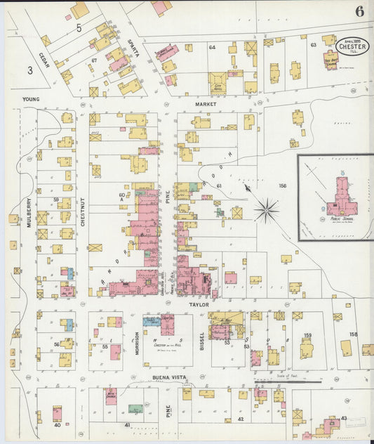 Sanborn Fire Insurance Map from Chester, Randolph County, Illinois (1899), Sheet #0006 - Historic Sanborn Fire Insurance Map Print, vintage old map wall art, antique decor, genealogy gift, Illinois Illinois map