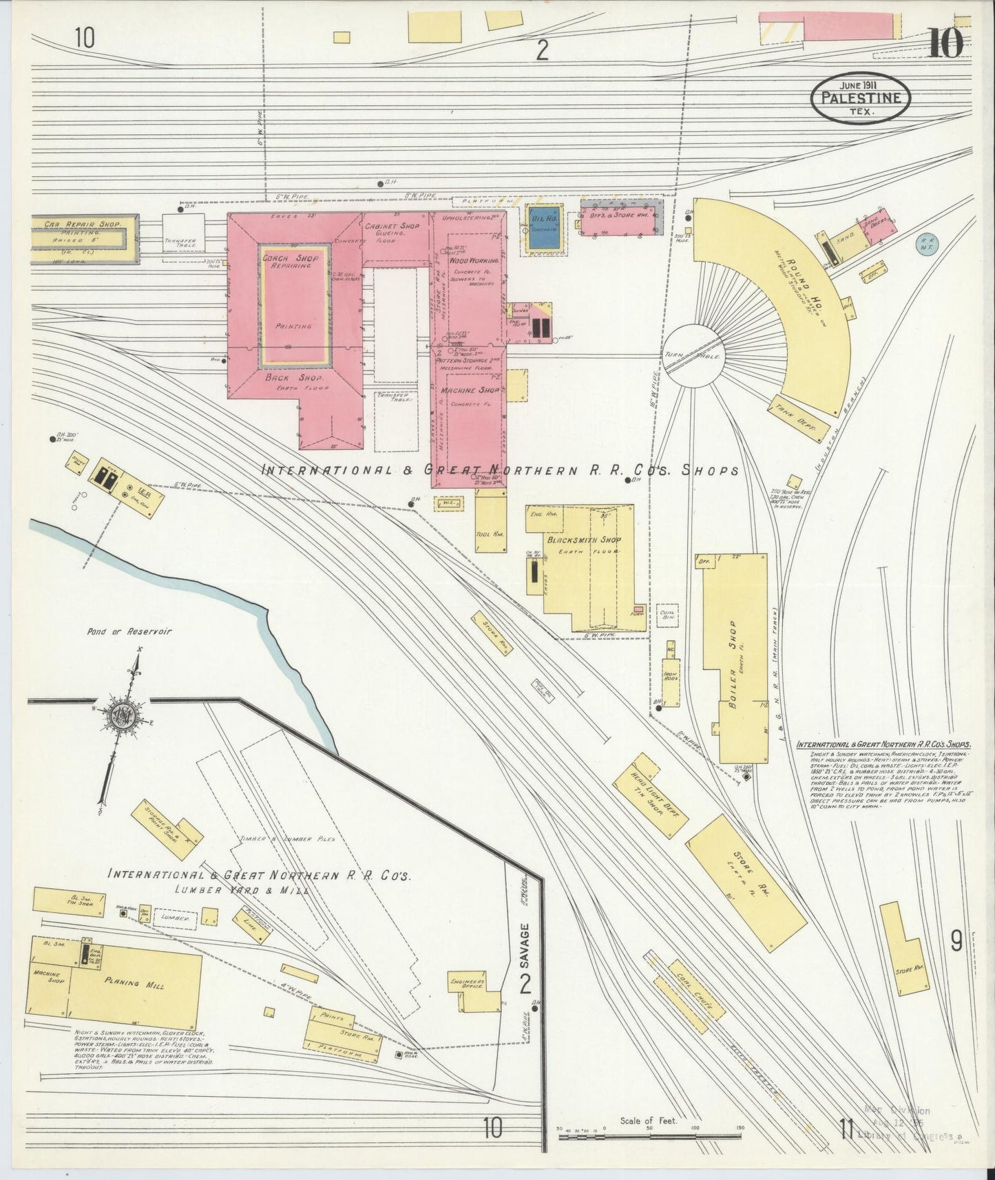 Sanborn Fire Insurance Map from Palestine, Anderson County, Texas (1911), Sheet #0010 - Historic Sanborn Fire Insurance Map Print, vintage old map wall art, antique decor, genealogy gift, Texas Texas map