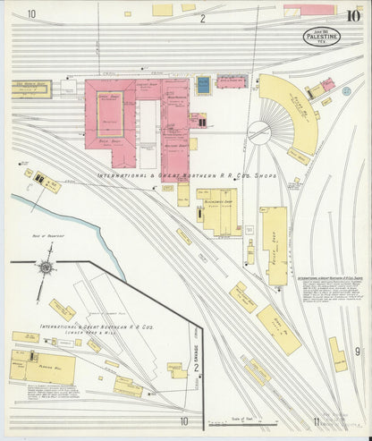 Sanborn Fire Insurance Map from Palestine, Anderson County, Texas (1911), Sheet #0010 - Historic Sanborn Fire Insurance Map Print, vintage old map wall art, antique decor, genealogy gift, Texas Texas map