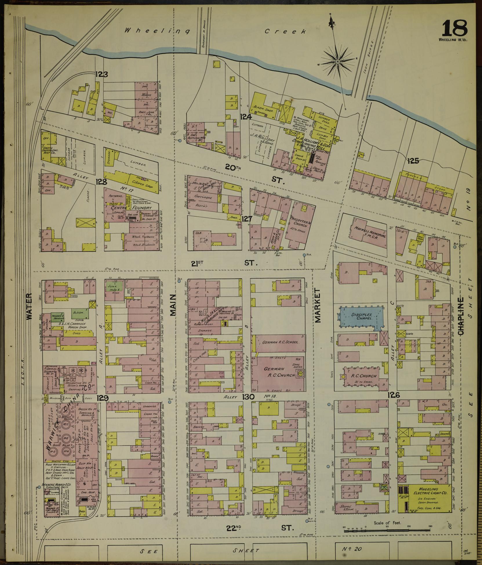 Sanborn Fire Insurance Map from Wheeling, Ohio County, West Virginia (1890), Sheet #0018 - Complete Map Set gallery image, historic Sanborn map, vintage wall art, West Virginia West Virginia
