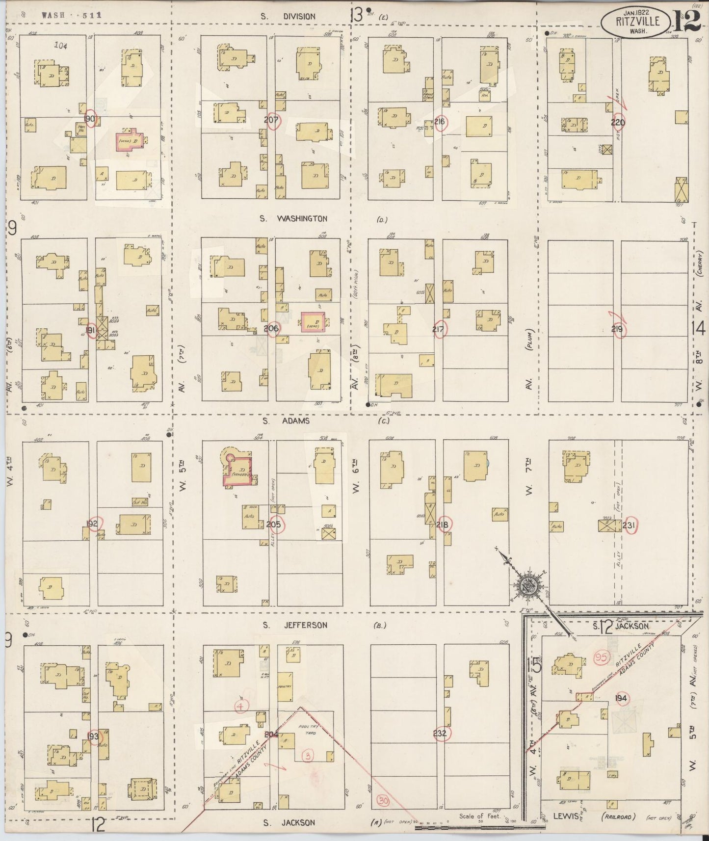 Sanborn Fire Insurance Map from Ritzville, Adams County, Washington (1939), Sheet #0012 - Complete Map Set gallery image, historic Sanborn map, vintage wall art, Washington Washington