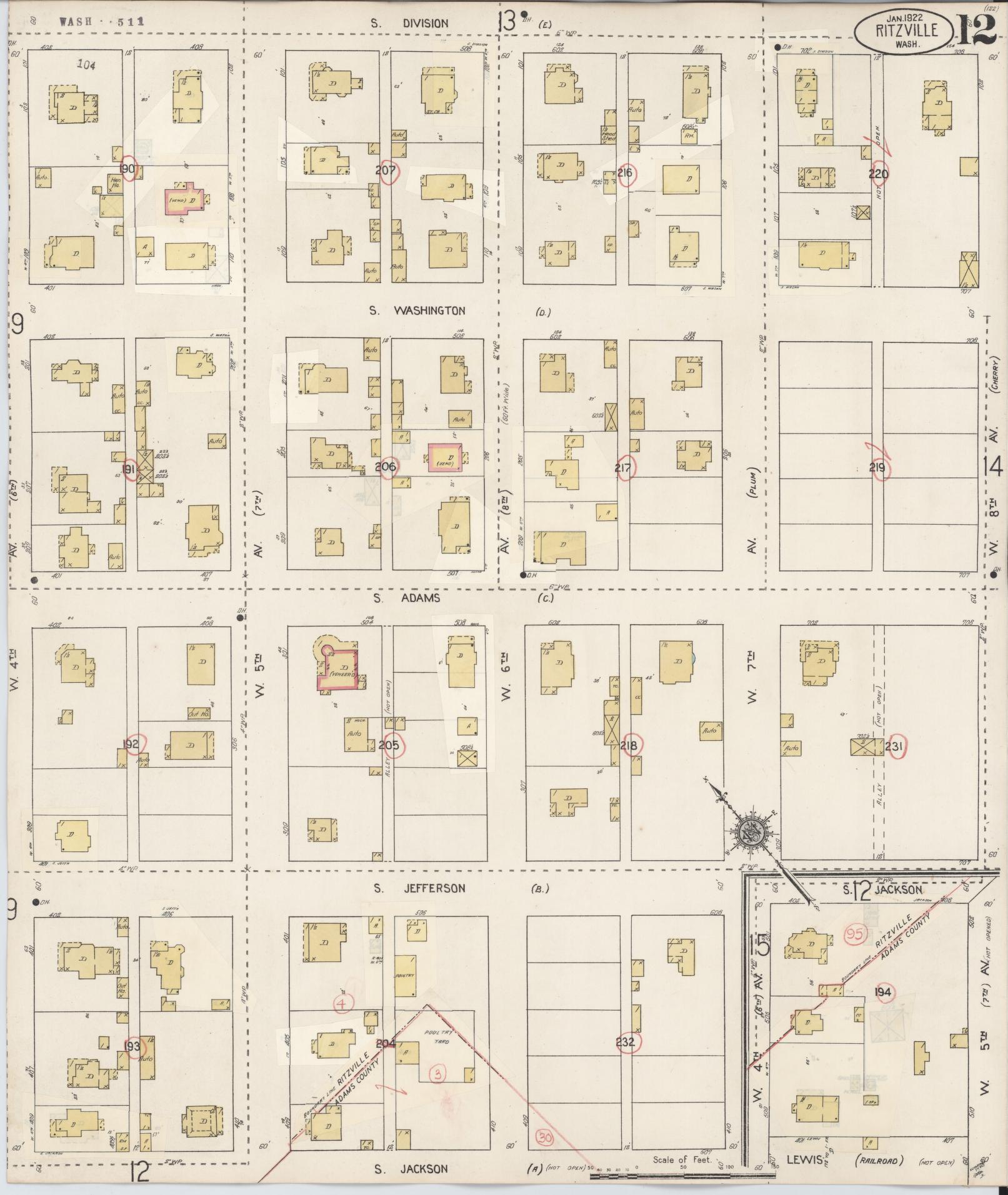 Sanborn Fire Insurance Map from Ritzville, Adams County, Washington (1939), Sheet #0012 - Complete Map Set gallery image, historic Sanborn map, vintage wall art, Washington Washington