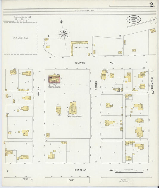Sanborn Fire Insurance Map from Vinita, Craig County, Oklahoma (1898), Sheet #0002 - Historic Sanborn Fire Insurance Map Print, vintage old map wall art, antique decor, genealogy gift, Oklahoma Oklahoma map