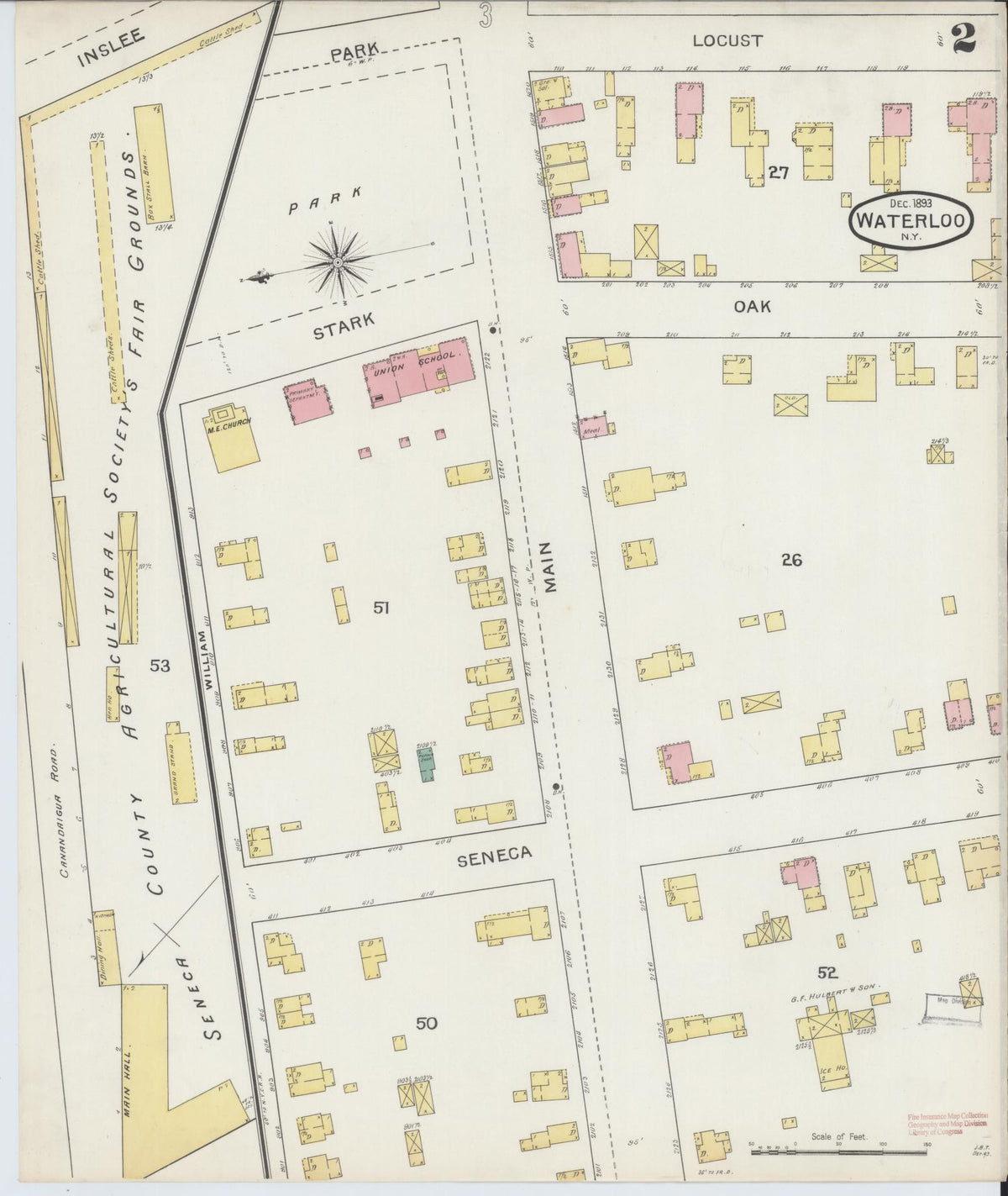 Sanborn Fire Insurance Map from Waterloo, Seneca County, New York (1893), Sheet #0002 - Complete Map Set gallery image, historic Sanborn map, vintage wall art, New York New York
