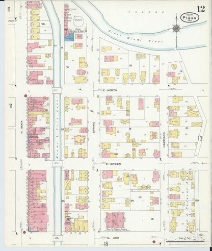 Sanborn Fire Insurance Map from Piqua, Miami County, Ohio (1911), Sheet #0012 - Complete Map Set gallery image, historic Sanborn map, vintage wall art, Ohio Ohio