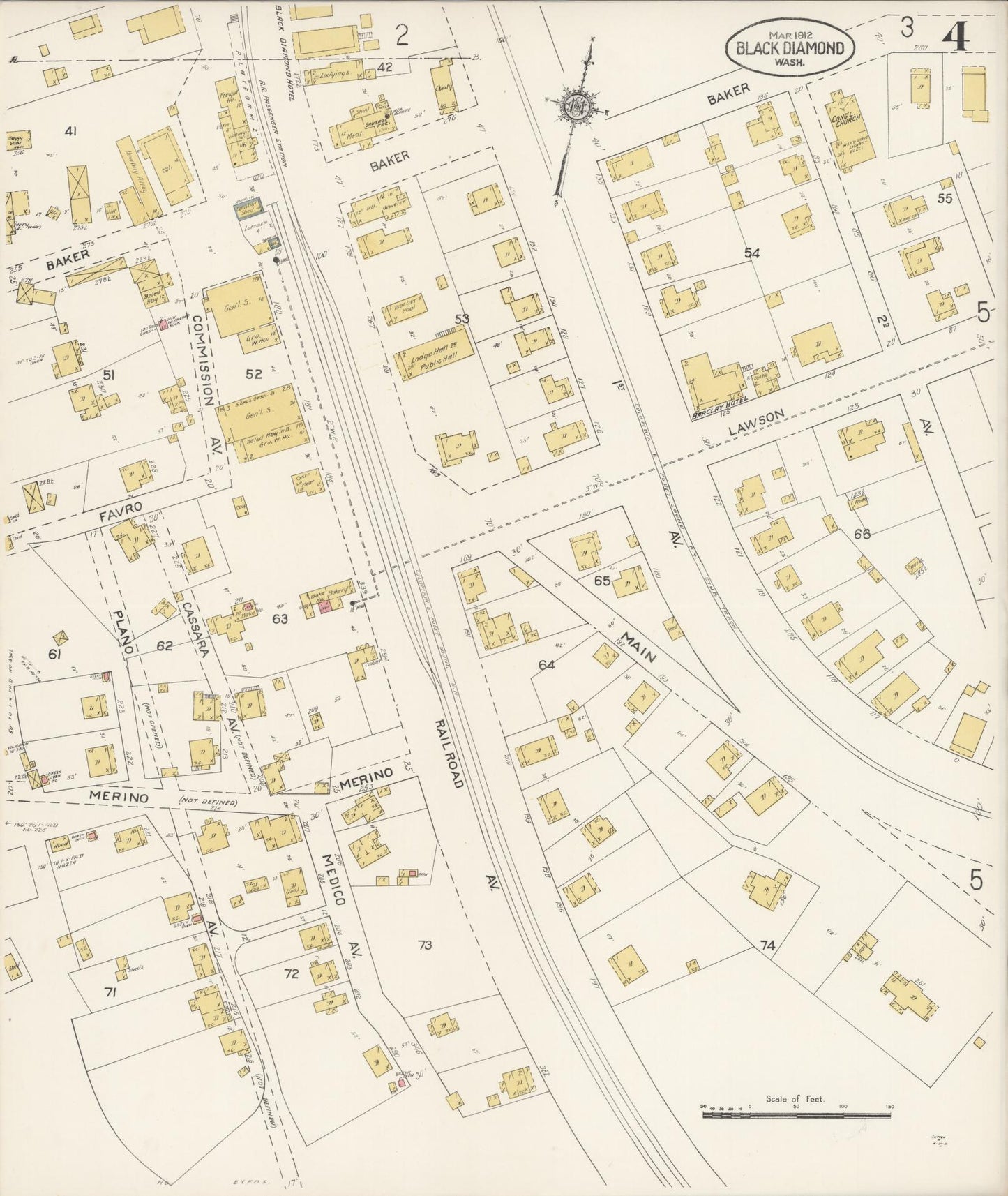 Sanborn Fire Insurance Map from Black Diamond, King County, Washington (1912), Sheet #0004 - Complete Map Set gallery image, historic Sanborn map, vintage wall art, Washington Washington
