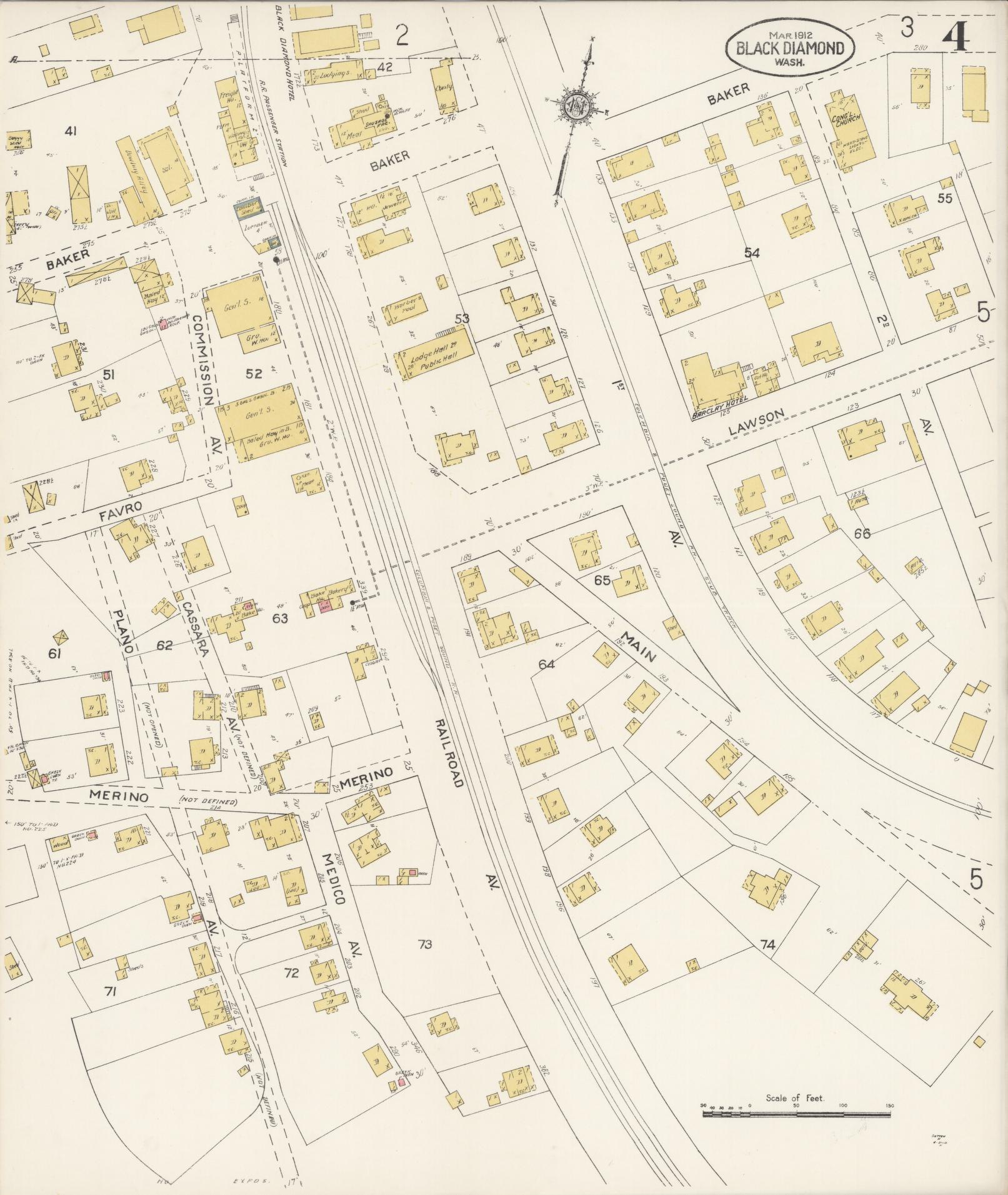 Sanborn Fire Insurance Map from Black Diamond, King County, Washington (1912), Sheet #0004 - Complete Map Set gallery image, historic Sanborn map, vintage wall art, Washington Washington