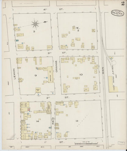 Sanborn Fire Insurance Map from Palatka, Putnam County, Florida (1885), Sheet #0002 - Historic Sanborn Fire Insurance Map Print, vintage old map wall art, antique decor, genealogy gift, Florida Florida map