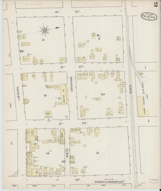 Sanborn Fire Insurance Map from Palatka, Putnam County, Florida (1885), Sheet #0002 - Historic Sanborn Fire Insurance Map Print, vintage old map wall art, antique decor, genealogy gift, Florida Florida map