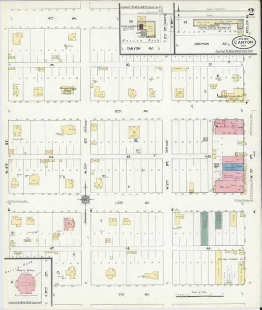 Sanborn Fire Insurance Map from Canyon, Randall County, Texas (1910), Sheet #0002 - Historic Sanborn Fire Insurance Map Print, vintage old map wall art, antique decor, genealogy gift, Texas Texas map
