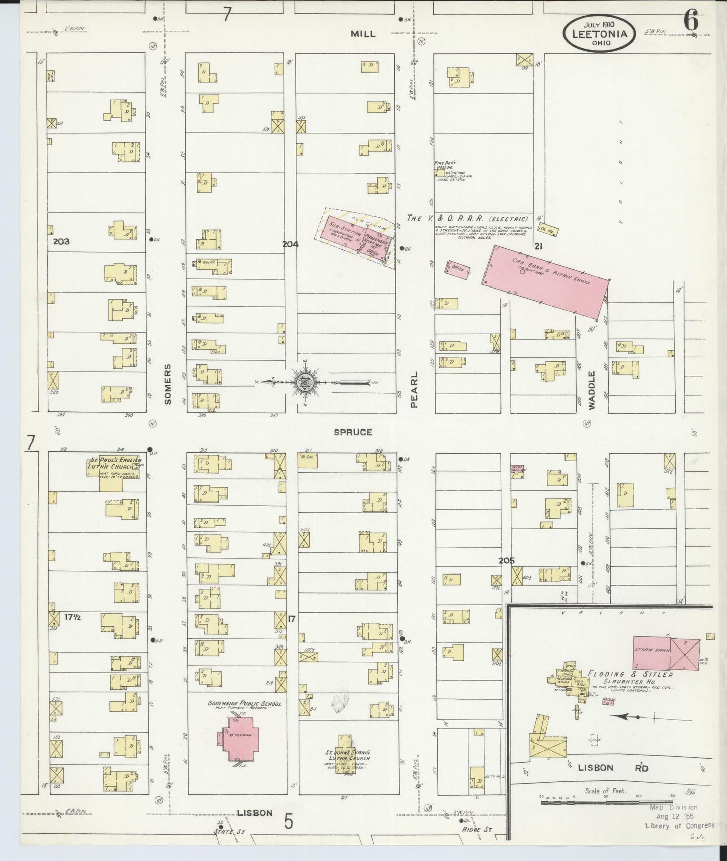 Sanborn Fire Insurance Map from Leetonia, Columbiana County, Ohio (1910), Sheet #0006 - Historic Sanborn Fire Insurance Map Print, vintage old map wall art, antique decor, genealogy gift, Ohio Ohio map