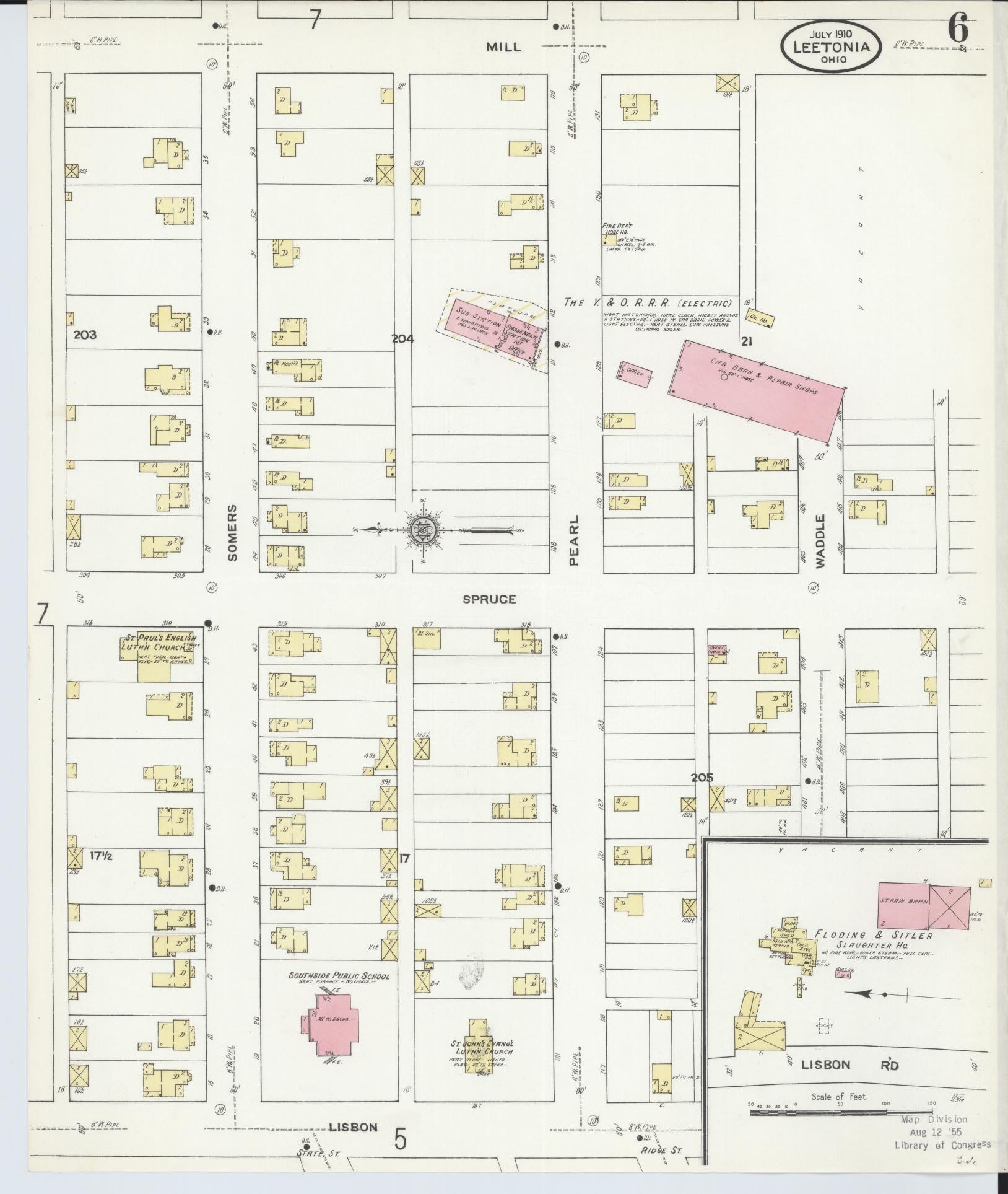 Sanborn Fire Insurance Map from Leetonia, Columbiana County, Ohio (1910), Sheet #0006 - Historic Sanborn Fire Insurance Map Print, vintage old map wall art, antique decor, genealogy gift, Ohio Ohio map