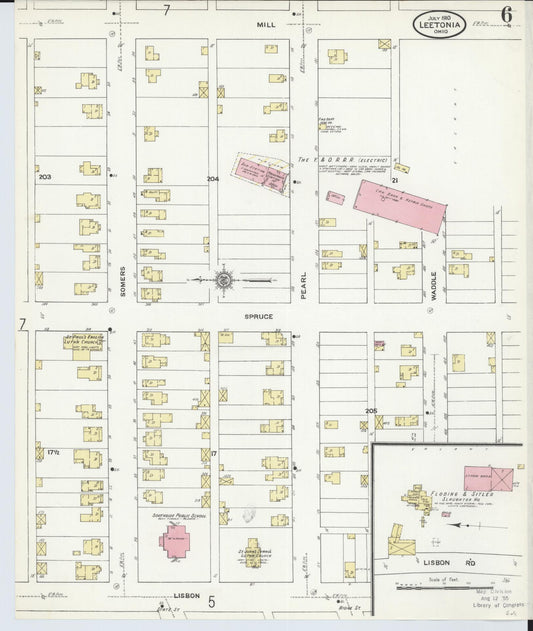 Sanborn Fire Insurance Map from Leetonia, Columbiana County, Ohio (1910), Sheet #0006 - Historic Sanborn Fire Insurance Map Print, vintage old map wall art, antique decor, genealogy gift, Ohio Ohio map