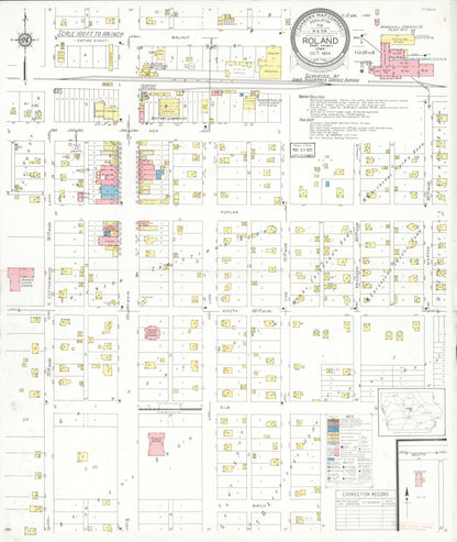 Sanborn Fire Insurance Map from Roland, Story County, Iowa (1934), Sheet #0001 - Historic Sanborn Fire Insurance Map Print, vintage old map wall art