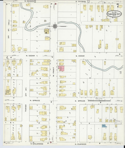 Sanborn Fire Insurance Map from Traverse City, Grand Traverse County, Michigan (1910), Sheet #0007 - Complete Map Set gallery image, historic Sanborn map, vintage wall art, Michigan Michigan