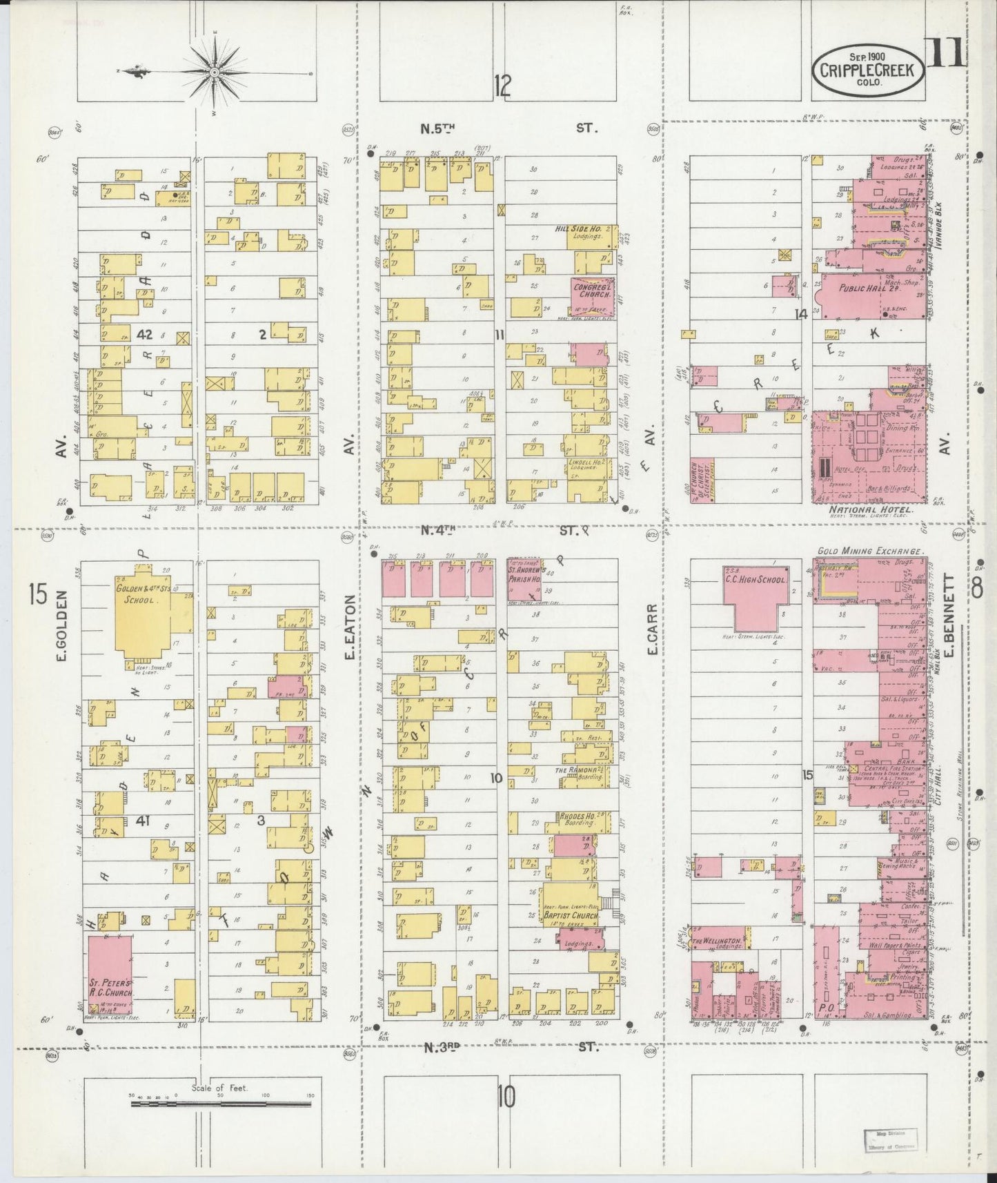Sanborn Fire Insurance Map from Cripple Creek, Teller County, Colorado (1900), Sheet #0011 - Complete Map Set gallery image, historic Sanborn map, vintage wall art, Colorado Colorado