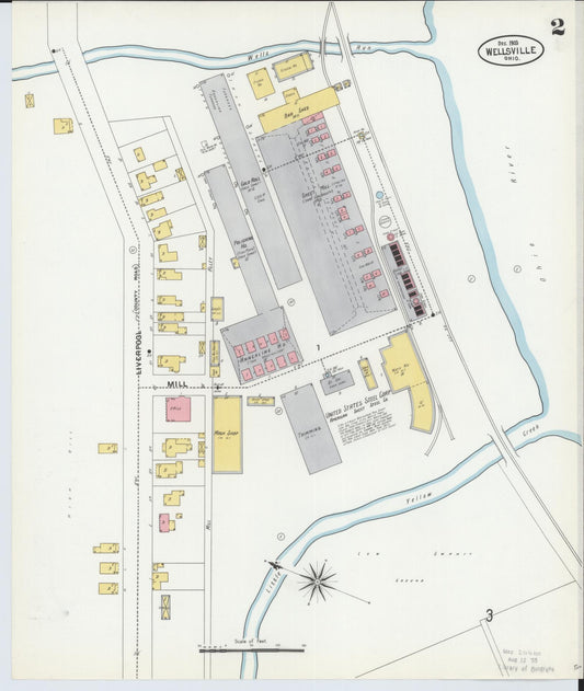 Sanborn Fire Insurance Map from Wellsville, Columbiana County, Ohio (1903), Sheet #0002 - Historic Sanborn Fire Insurance Map Print, vintage old map wall art, antique decor, genealogy gift, Ohio Ohio map