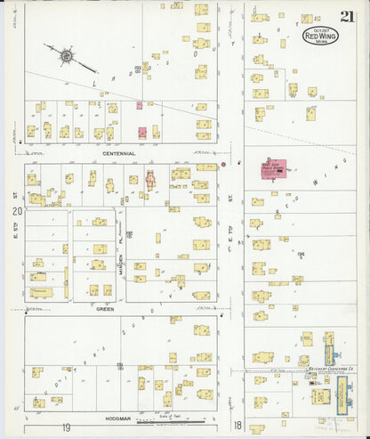 Sanborn Fire Insurance Map from Red Wing, Goodhue County, Minnesota (1917), Sheet #0021 - Historic Sanborn Fire Insurance Map Print, vintage old map wall art, antique decor, genealogy gift, Minnesota Minnesota map