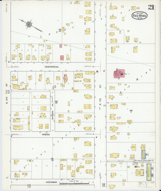 Sanborn Fire Insurance Map from Red Wing, Goodhue County, Minnesota (1917), Sheet #0021 - Historic Sanborn Fire Insurance Map Print, vintage old map wall art, antique decor, genealogy gift, Minnesota Minnesota map